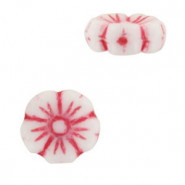 Czech flower bead 9mm White bonfire red 03000/54327